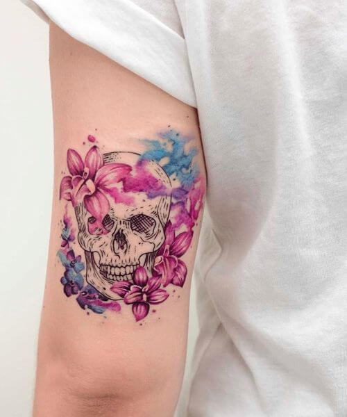 colorful skull tattoos