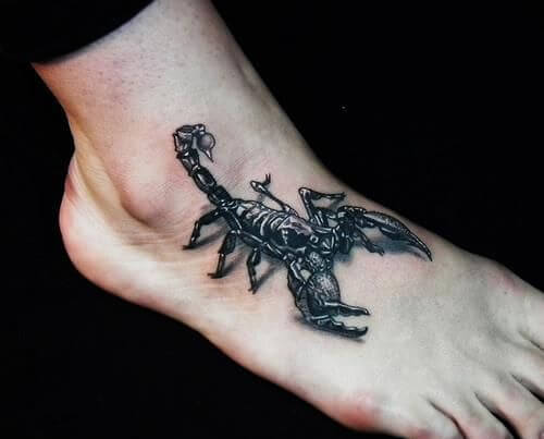 Amazing 3d Scorpion Tattoo on foot