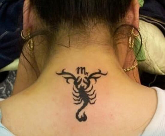 Back Neck scorpio tattoo image