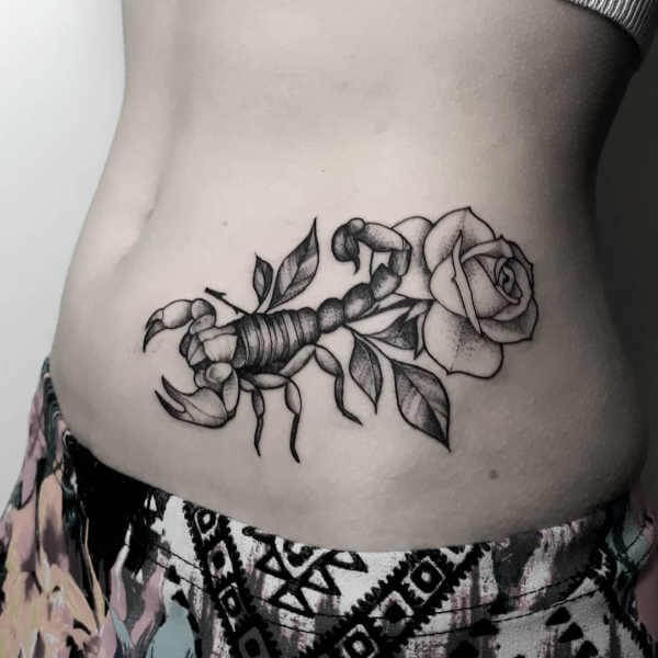 Best Scorpion Tattoo with Rose