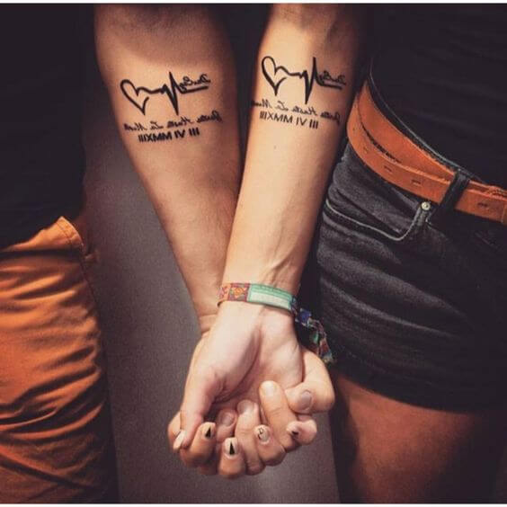 Best couple Hearbeat wrist tattoos