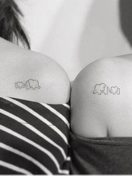 Best mother daughter elephant tattoo