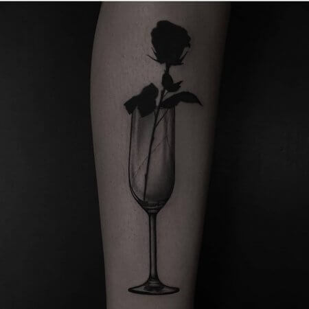 Black Rose tatto In A Glass