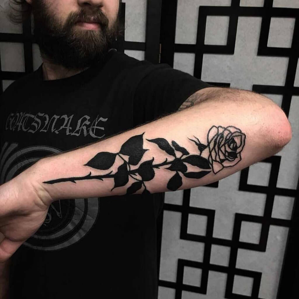 Black Rose Tattoo On Forearm