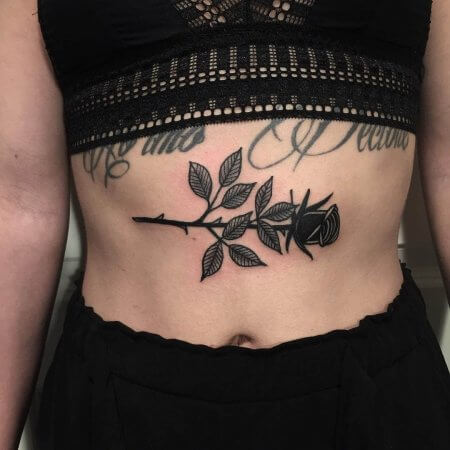 Black Rose Tattoo On Belly