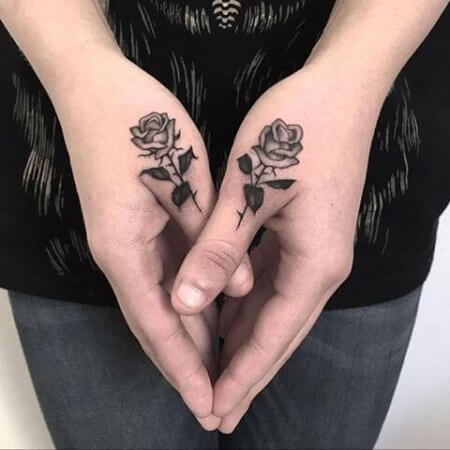 Person With Black Rose Tattoo on Right Hand  Free Stock Photo