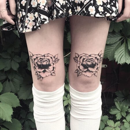 Black Roses On Both knee