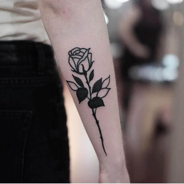 Blackwork Rose Tattoo On The Forearm 2020