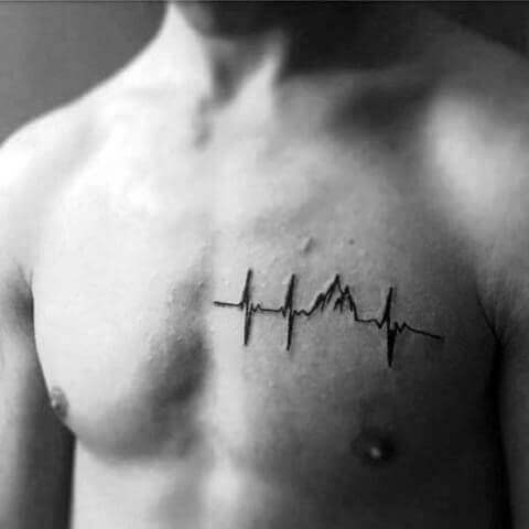 Chest Heartbeat tattoo men