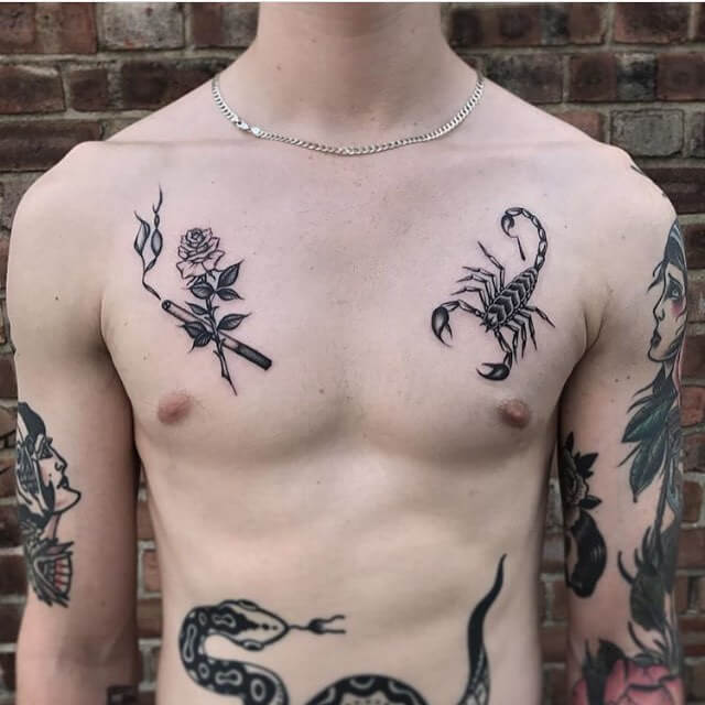 Cigarette And Scorpion Tattoos