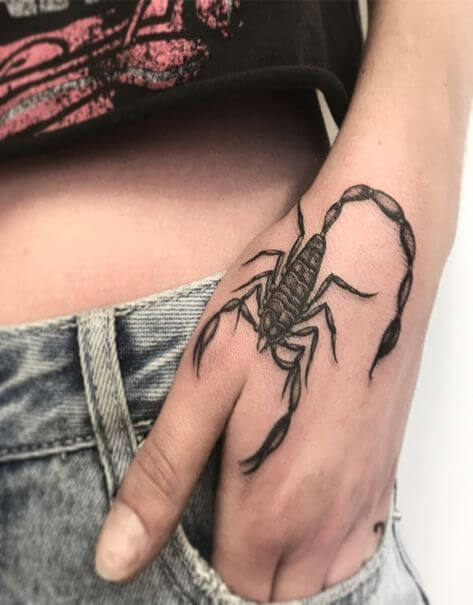 Dangarous Scorpion tattoo on Hand