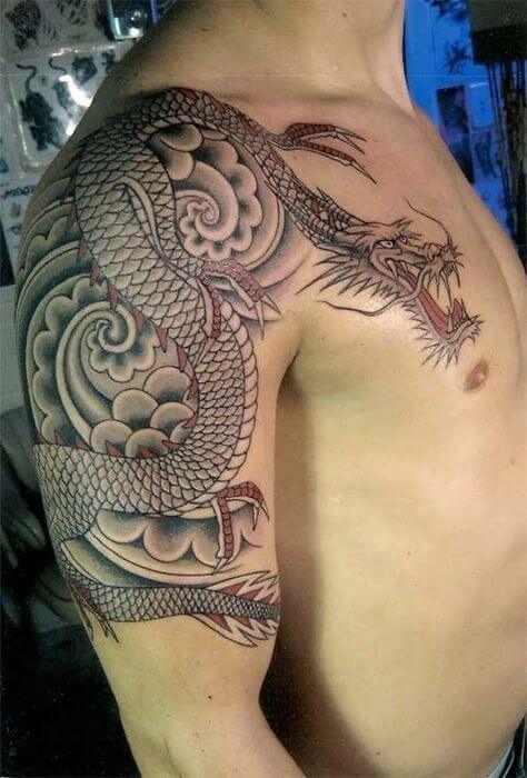 Dragon tattoo on shoulder for boys