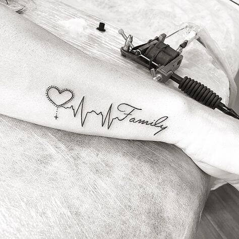 Family heartbeat tattoo ideas