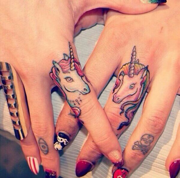 Unicorn Tattoo designs on finger