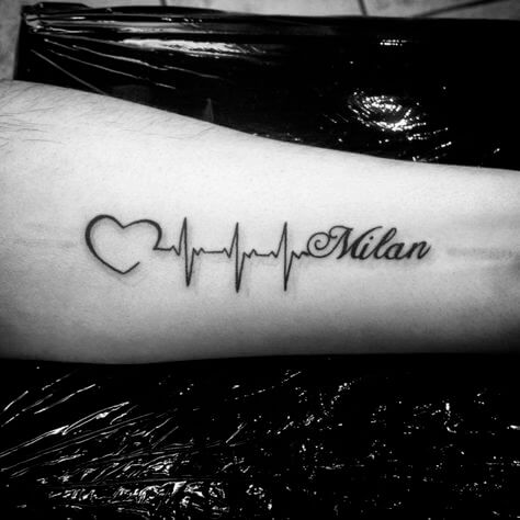 Heartbeat Tattoo designs with Name