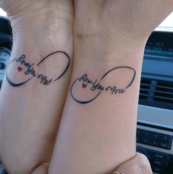 Infinity with wordings wrist tattoo