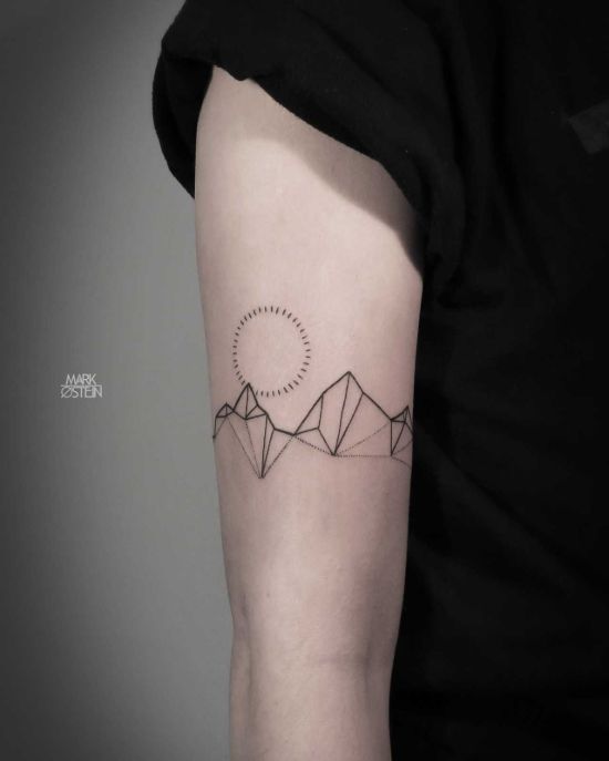 Minimalist geometric mountains tattoo ideas