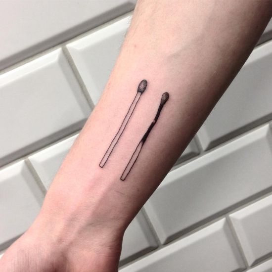 Minimalist matches Stick tattoo