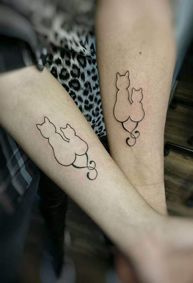 Mom and Kitten tattoo on arm