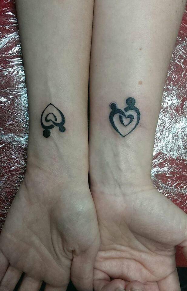 Mother Daughter Symbol with Heart