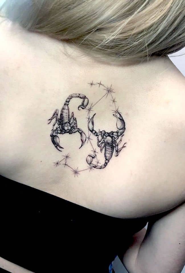 Scorpio Constellation tattoo on girl's back