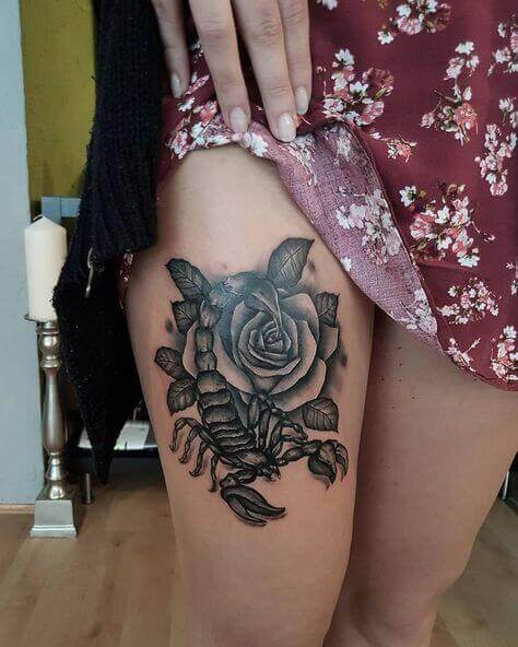 Scorpion with rose tattoo ideas for girls