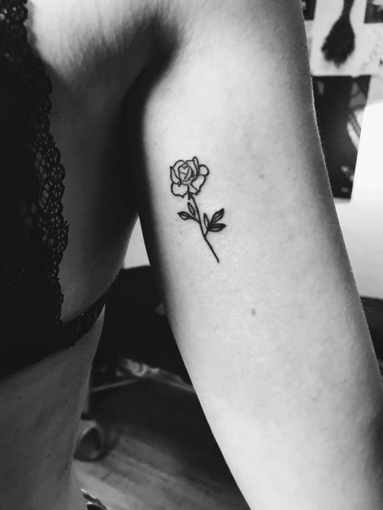 Simple Small Black Rose Tattoo image