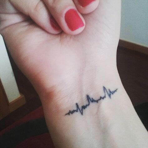 Small wrist heartbeat tattoos designs