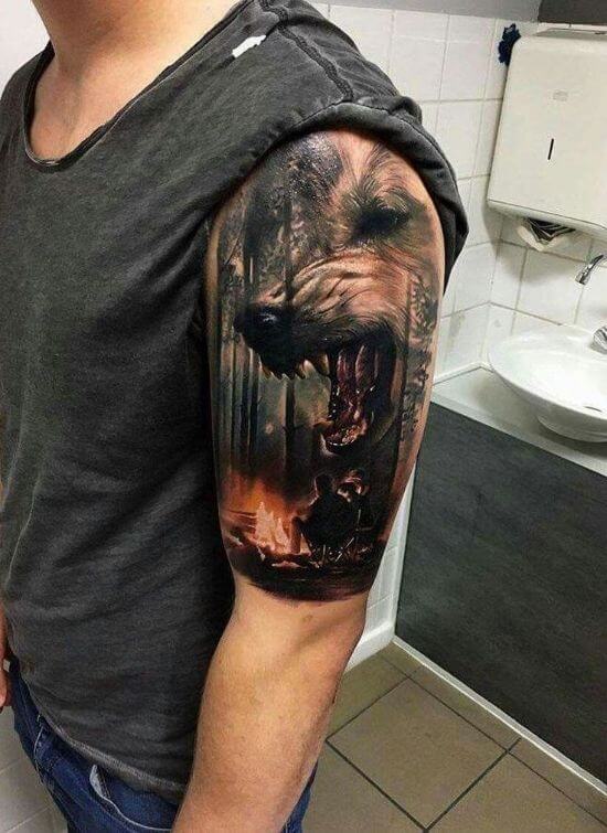 Snarling wolf tattoo ideas