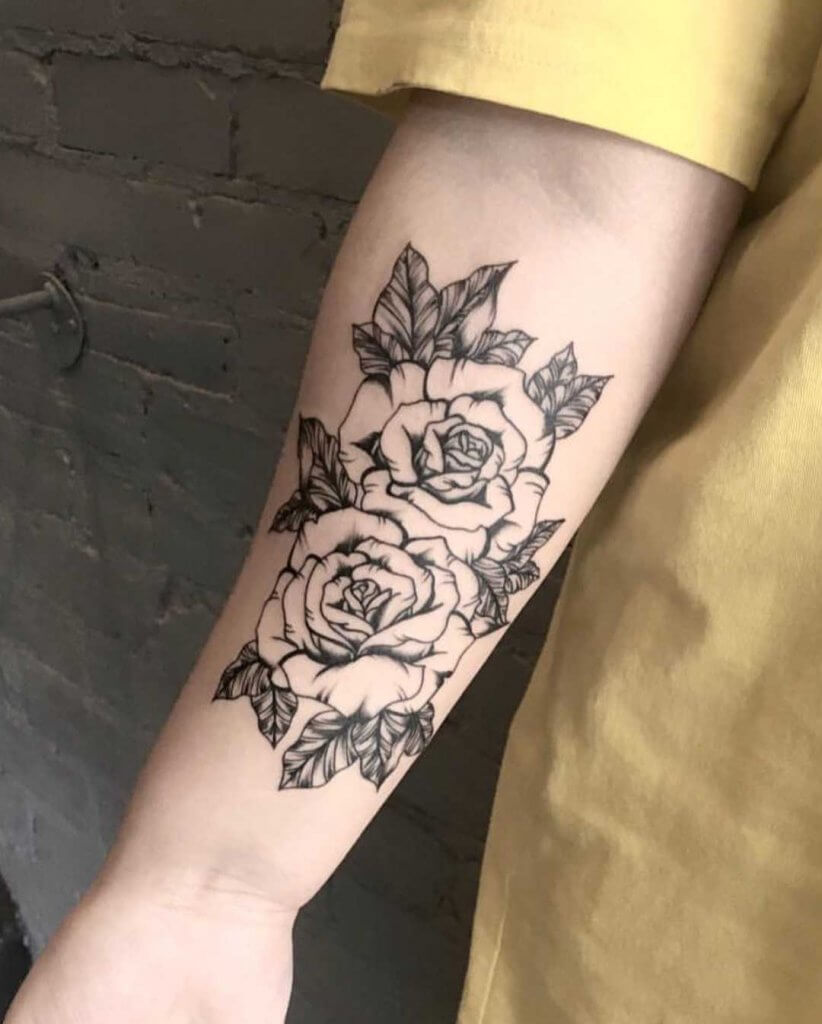 Two Black Roses Tattoo Design