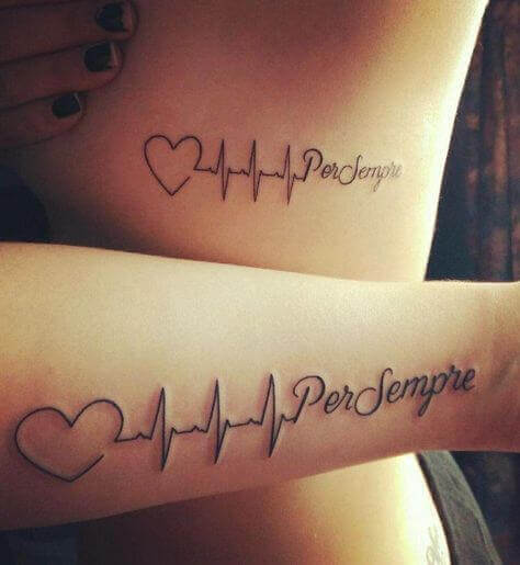 Unique heartbeat Couple matching tattoo