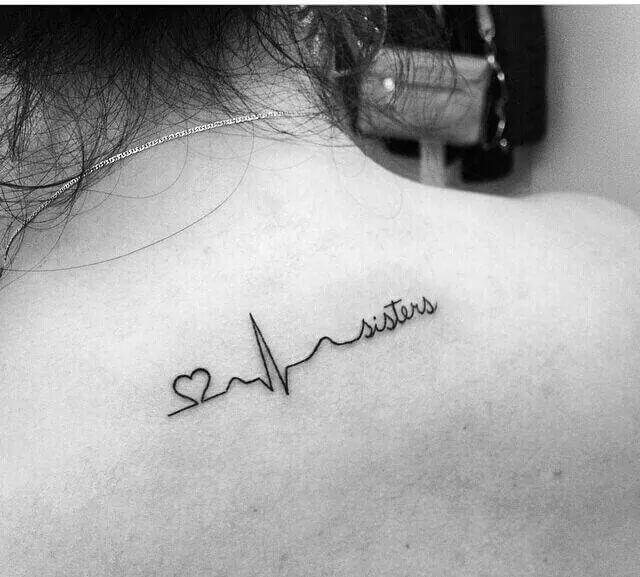 back Heartbeat tattoo with name