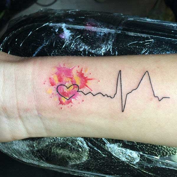 color heart tattoos