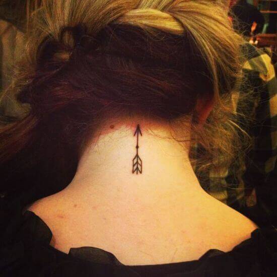 Arrow Small neck Tattoo For Women