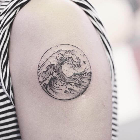 Beautiful Shoulder wave tattoo designs