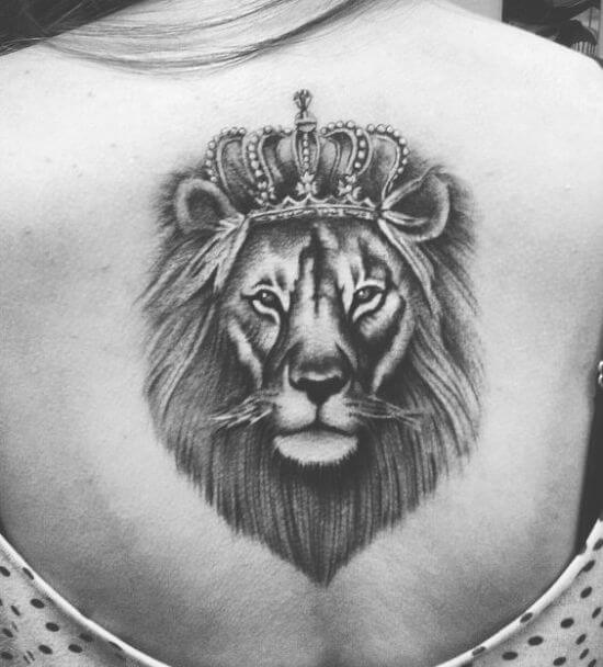 Best Lion with crown back tattoo designs