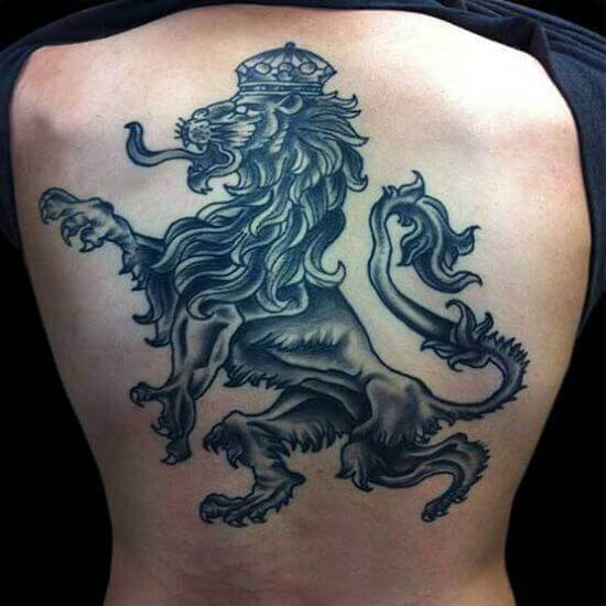 Black Lion with Bohemian Crown Tattoo designs on back