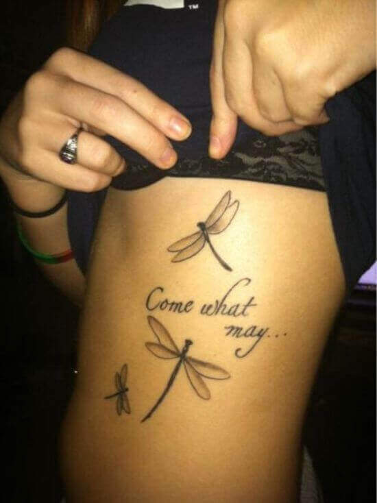 Dragonflies with word tattoo