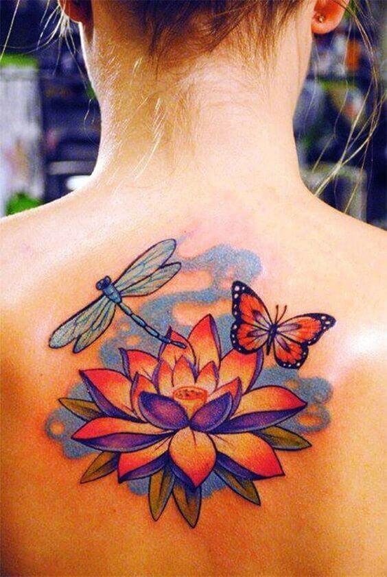 Dragonfly and butterfly tattoos