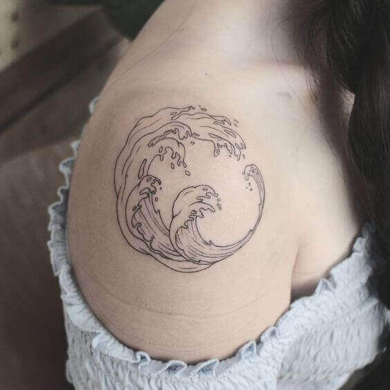 Girl shoulder wave tattoos