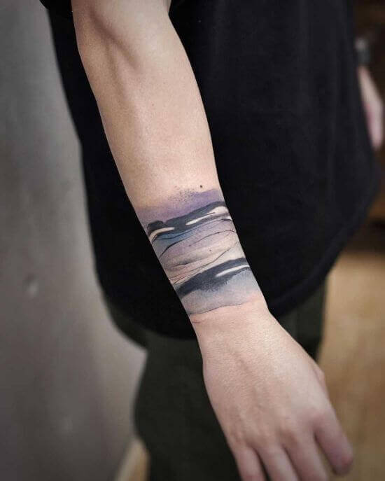 Forearm Geometric Wave tattoo at theYoucom