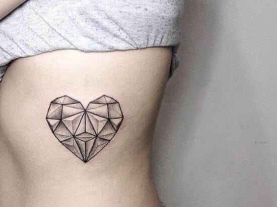 Heart Shaped Diamond Tattoo Designs for Girls