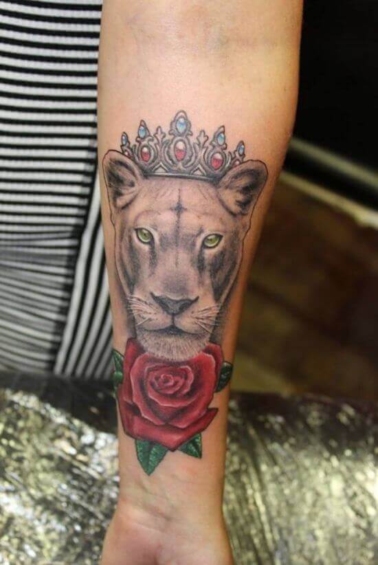 Lion with Rose tattoos