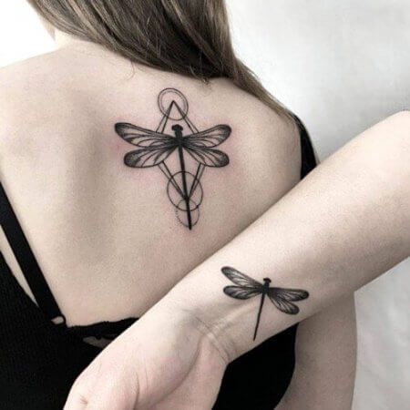 Matching dragonfly tattoo designs