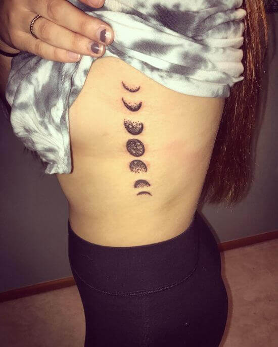 Moon Phase small rib Tattoo