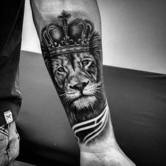 Realistic Lion tattoo designs on men arm