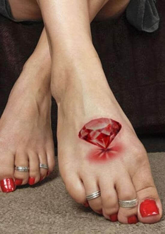 Red Diamond Tattoo on Foot