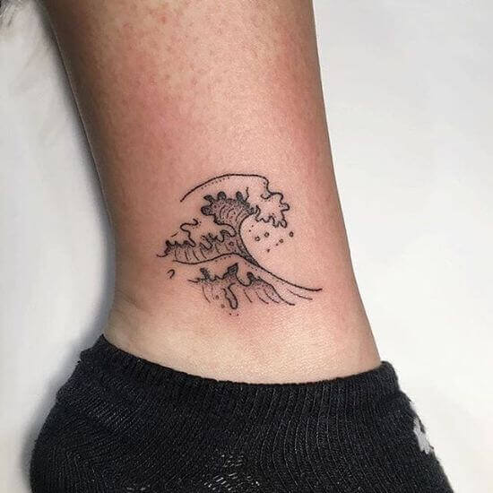 Small Ankle wave tattoo