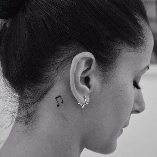 Small Behind the Ear Music Tattoos