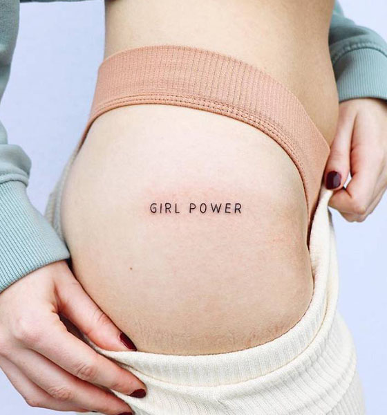 Small Girl Power Tattoo on Hip